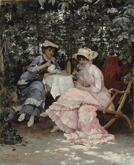 Hugo Birger Sitting under the Arbour oil painting image